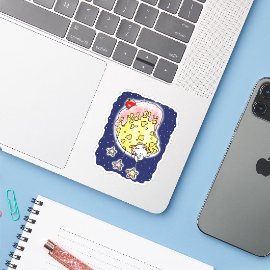 Cheese Moon & Mouse Hangende Suiker Cookie Sterren Sticker (Laptop met iPhone)