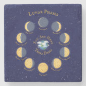 Cheese Moon Whimsical Lunar Phases Chart Astronomi Stenen Onderzetter (Voorkant)