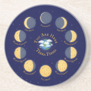 Cheese Moon Whimsical Lunar Phases Chart Astronomi Zandsteen Onderzetter
