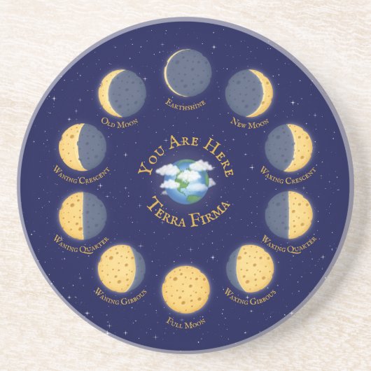 Cheese Moon Whimsical Lunar Phases Chart Astronomi Zandsteen Onderzetter (Voorkant)