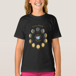 Cheese Moon Whimsical Lunar Phases Dark Chart T-shirt