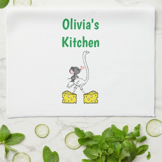 Cheese Ostrich Mouse Kitchen Hand Towel Theedoek (Gevouwen)