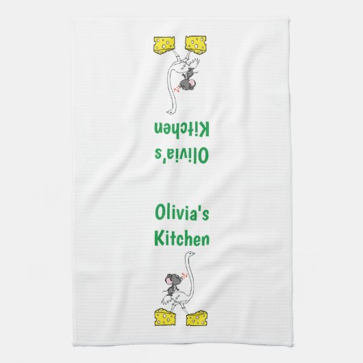 Cheese Ostrich Mouse Kitchen Hand Towel Theedoek (Verticaal)