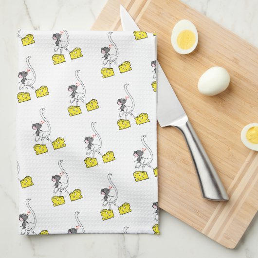 Cheese Ostrich Mouse Kitchen Hand Towel Theedoek (Quarter Fold)