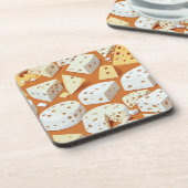Cheese Pieces With Natural Holes Cute Pattern  Bier Onderzetter (Linkerzijde)