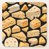 Cheese Pieces With Natural Holes Cute Pattern  Kartonnen Onderzetters (Voorkant)