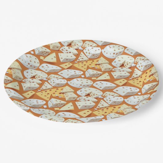 Cheese Pieces With Natural Holes Cute Pattern  Papieren Bordje (Gekanteld)