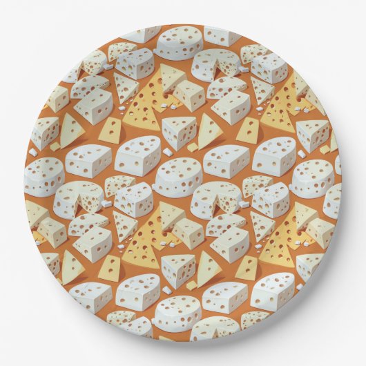 Cheese Pieces With Natural Holes Cute Pattern  Papieren Bordje (Voorkant)