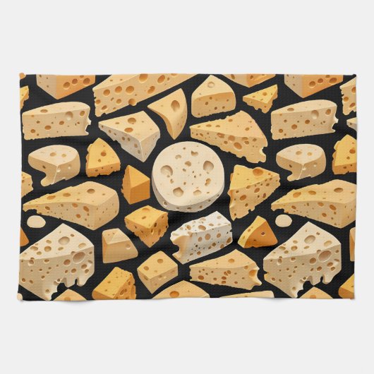 Cheese Pieces With Natural Holes Cute Pattern  Theedoek (Horizontaal)