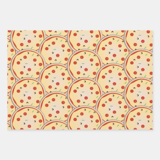 Cheese Pizza Pepperoni Meat Pie Pattern Inpakpapier Vel (Voorkant 3)