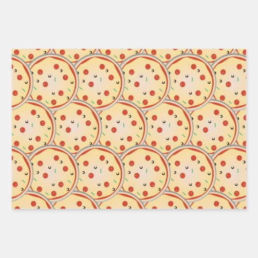 Cheese Pizza Pepperoni Meat Pie Pattern Inpakpapier Vel (Voorkant 2)