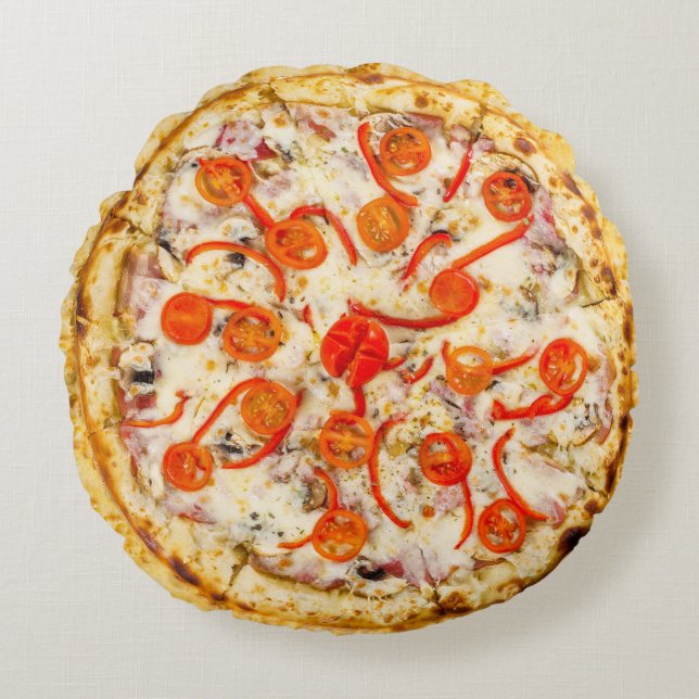 Cheese Pizza Rond Kussen (Voorkant)