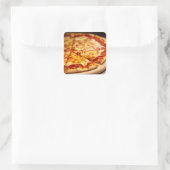 Cheese Pizza Vierkante Sticker (Tas)
