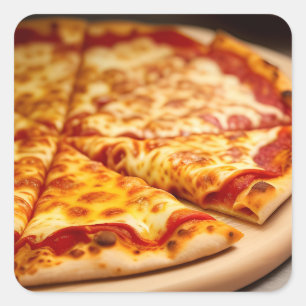 Cheese Pizza Vierkante Sticker