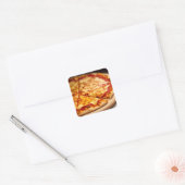 Cheese Pizza Vierkante Sticker (Envelop)