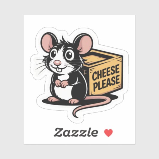 Cheese Please Rat Sticker - Speels & grillig (Vel)