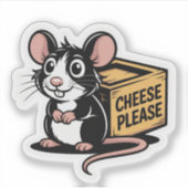 Cheese Please Rat Sticker - Speels & grillig (Voorkant)