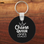 Cheese Queen Co. Vrouwen Geel Moderne Letter Prin Sleutelhanger (Voorkant)