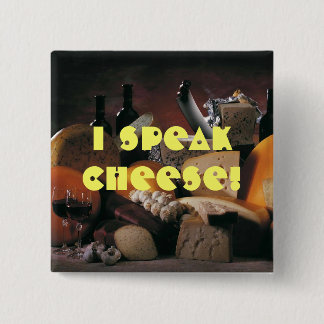 Cheese Speak Vierkante Button 5,1 Cm
