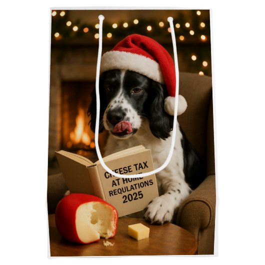 Cheese Tax Christmas gift bag - Springer Spaniel Medium Cadeauzakje (Achterkant)