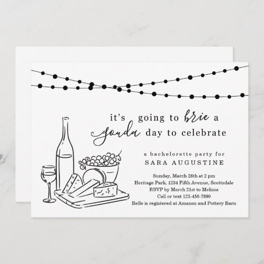Cheese Theme Bachelorette Party Invitation Kaart (Voorkant / Achterkant)