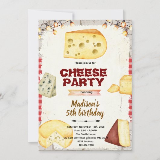 Cheese theme party invitation kaart (Voorkant)
