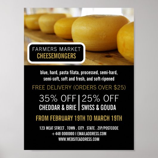 Cheese Wheels, Cheesemonger Adverteren Poster (Voorkant)