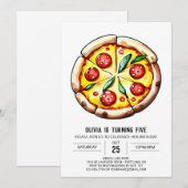 Cheese Whimsical Pizza Verjaardag Kaart (Voorkant / Achterkant)