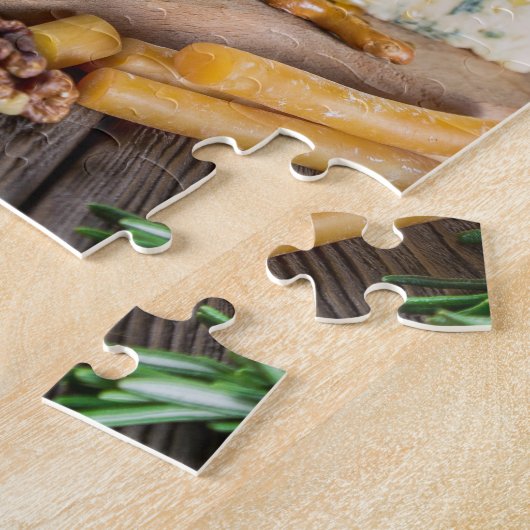 Cheese Wine Honey Walnuts Grapes Crackers Food Legpuzzel (Zijkant)