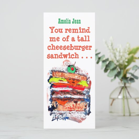 Cheeseburger #170229 Funny Birthday Card met vers Kaart (Staand voorkant)