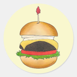 Cheeseburger BBQ Barbecue Cookout Ronde Sticker