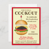 Cheeseburger BBQ Barbecue Cookout Uitnodiging Briefkaart (Voorkant / Achterkant)
