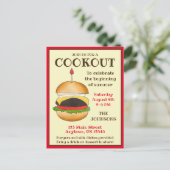 Cheeseburger BBQ Barbecue Cookout Uitnodiging Briefkaart (Staand voorkant)