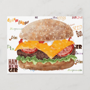 Cheeseburger BBQ Grill Fastfood Briefkaart