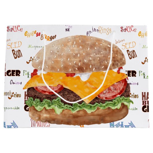 Cheeseburger BBQ Grill Fastfood Groot Cadeauzakje (Voorkant)