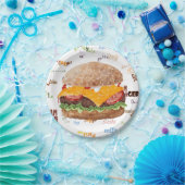Cheeseburger BBQ Grill Fastfood Papieren Bordje (Feest)