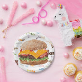 Cheeseburger BBQ Grill Fastfood Papieren Bordje (Feest)