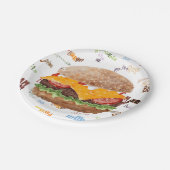 Cheeseburger BBQ Grill Fastfood Papieren Bordje (Gekanteld)