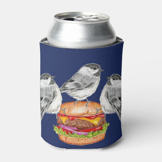 Cheeseburger Bird Black Capped Chickadee Blikjeskoeler (Blikje Voorkant)