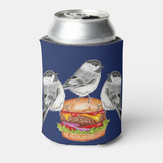 Cheeseburger Bird Black Capped Chickadee Blikjeskoeler (Blikje Achterkant)