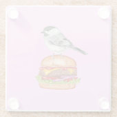 Cheeseburger Bird Black Capped Chickadee Pink Glazen Onderzetter (Achterkant)