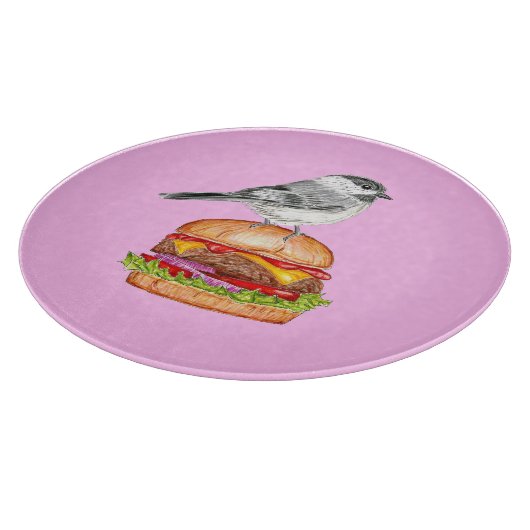Cheeseburger Bird Black Capped Chickadee Pink Snijplank (Hoek)