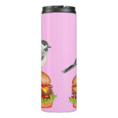 Cheeseburger Bird Black Capped Chickadee Pink Thermosbeker (Achterkant)
