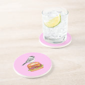 Cheeseburger Bird Black Capped Chickadee Pink Zandsteen Onderzetter (Zijkant)