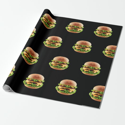 Cheeseburger Burger Fastfood Hamburger Cadeaupapier (Uitgerold)
