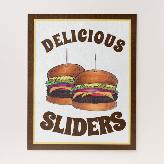 Cheeseburger Burger Hamburger Sliders Bar Food Legpuzzel (Verticaal)