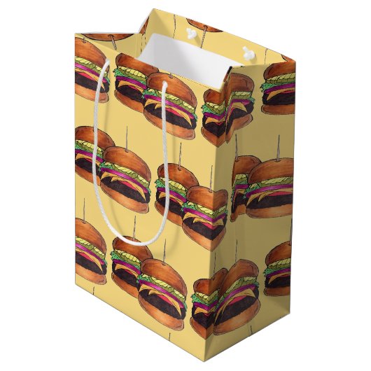 Cheeseburger Burger Hamburger Sliders Bar Food Medium Cadeauzakje (Achterkant Gekanteld)