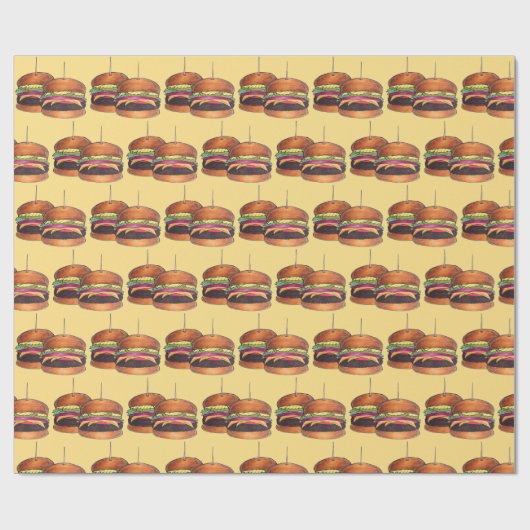 Cheeseburger Burger Hamburger Sliders Bar Pub Cadeaupapier (Vlak)
