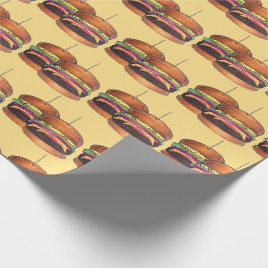 Cheeseburger Burger Hamburger Sliders Bar Pub Cadeaupapier (Hoek)