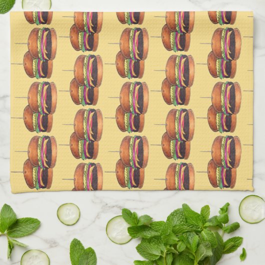 Cheeseburger Burger Hamburger Sliders Bar Pub Theedoek (Gevouwen)